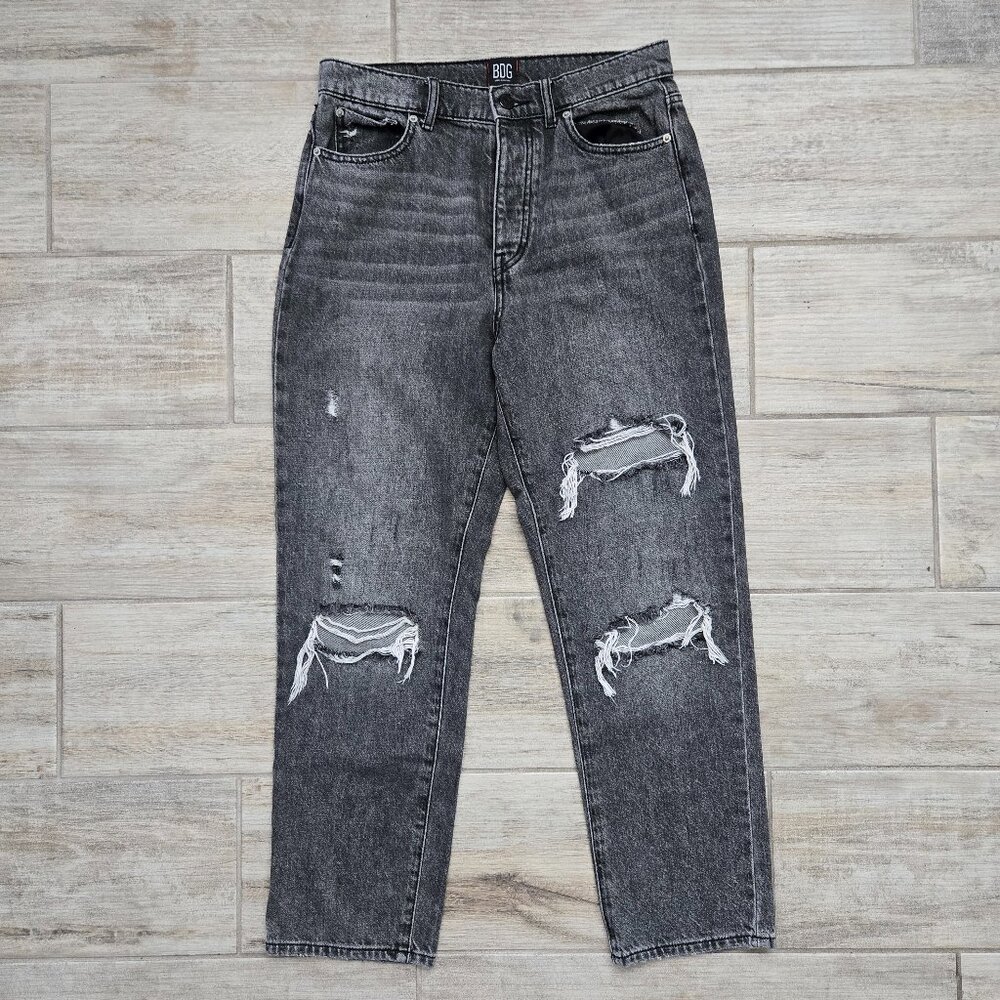 BDG Urban Outfitters Slim Straight Jeans Distressed Black Wash Grunge Punk 28